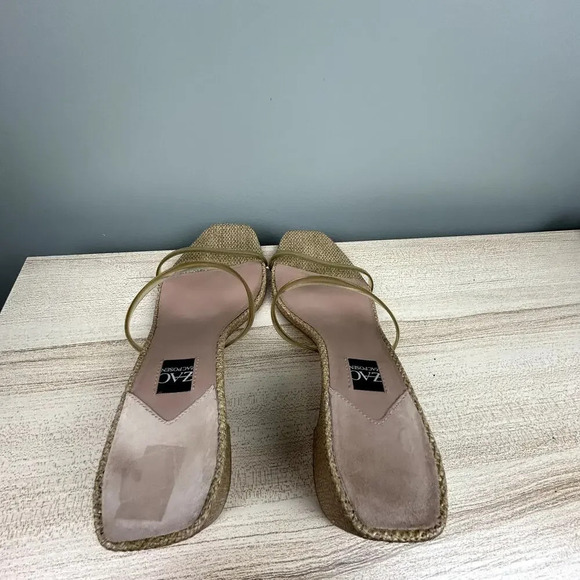 ZAC Zac Posen Saint Heeled Sandals Cashew Tan Size 10 Square Toe Block Heel Shoe - Picture 5 of 15